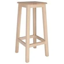 WELL HOME MOBILI E DECORAZIONI Sgabello alto quadrato in legno, verniciato, 32x32x70 cm - Beige - Visualizzare 5
