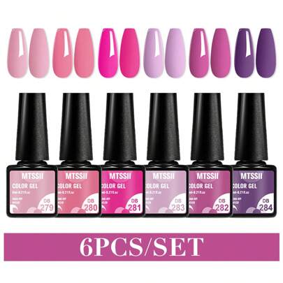 6Pcs Nail Gel Polish Set Nail Kit Sets Red Color Glitter Holographic Soak Off Uv Gel Nail Varnish For Nail Art Gel Set Gift For Women Nails