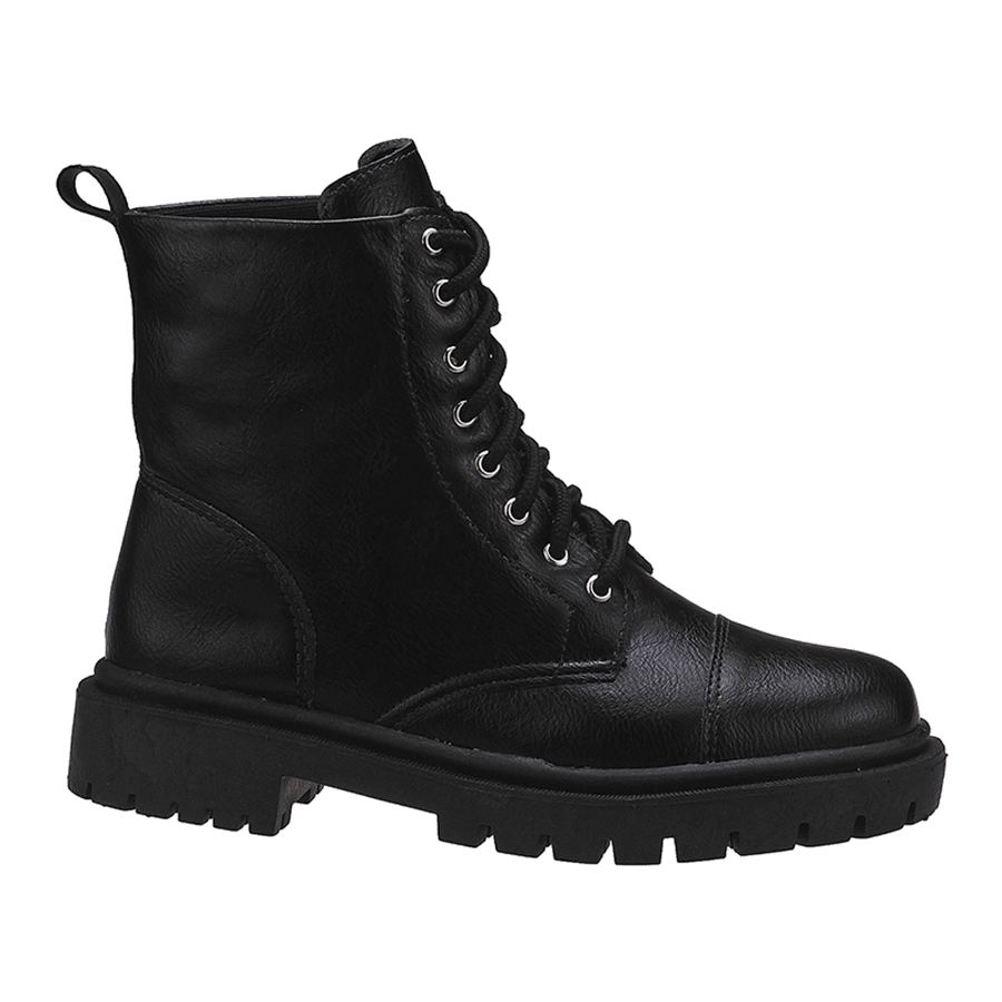 Bota Coturno Feminino Tratorado Blogueira Cano Curto Preto