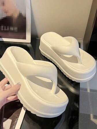 ASHALI Chanclas de plataforma de EVA con suela gruesa de 6.5cm para mujeres, zapatillas de verano con suela suave antideslizante, sandalias de cuña con estilo de diosa de moda