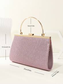 SIIZA Purple Elegant Lady Style Clutch Bag, Simple Design With Ruffles, Shiny And Luxurious, Suitable For Wedding And Evening Parties - Mauve Purple - View 7