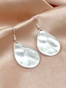 1pair Fashionable Personalized Popular European And American Style Tear Drop Shaped Gold Plated Dangle Earrings Suitable For Women's Daily Wear