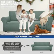 YSTYLE Sofa Cover 1/2/3/4 Seater With Armrest, Stretch Sofa Cover Non-Slip, Modern Sofa Cover For Dogs Pets, Breathable Couch Cover With Elastic Bottom - Army Green - View 4