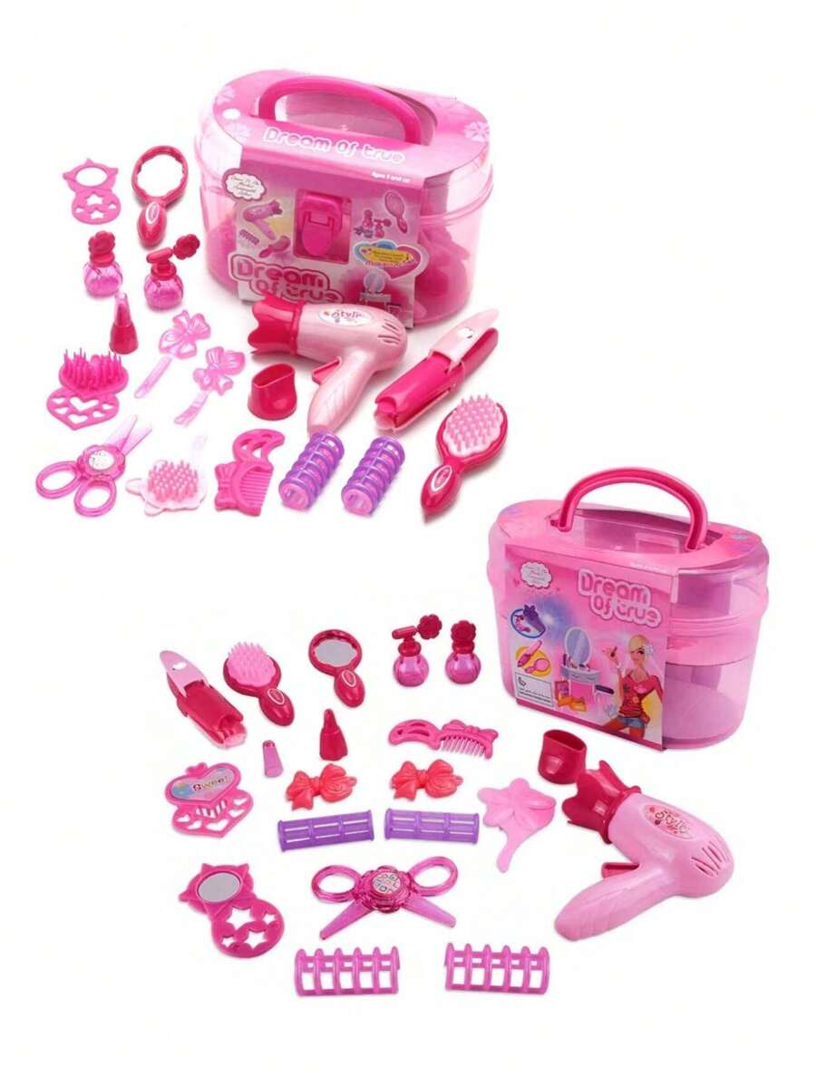 Kids Beauty Salon Set Toys Little Girls Makeup Kit Pretend Play Hair