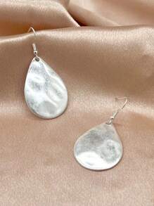 1pair Fashionable Personalized Popular European And American Style Tear Drop Shaped Gold Plated Dangle Earrings Suitable For Women's Daily Wear