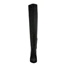 Tigerlily Knitted Stiletto Long Boots - Black - View 6