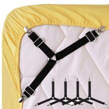 4pcs Non-Slip Triangle Bed Sheet Holder - Adjustable Metal Clip Elastic Straps For Sofa Cushions And Bedding - Practical And Invisible Safety Straps