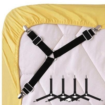 4pcs Non-Slip Triangle Bed Sheet Holder - Adjustable Metal Clip Elastic Straps For Sofa Cushions And Bedding - Practical And Invisible Straps