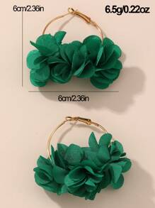 زوج جميل من الأقراط دائرية الشكل وبتصميم زهرة خلاق، إكسسوارات أنيقة للأعياد والمناسبات الخاصة، عيد الحب، للأم، عيد الأم، هدية - أخضر - مشاهدة 4