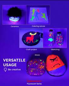 Fantastory Glow In The Dark Paint, 60ml/2oz, Fluorescent Neon Colors Glow Acrylic Paints, Waterproof Blacklight Paint For Outdoor Rocks,Wood,Craft,Canvas,Halloween Decor,Kids&Adults - 彩色 - 查看 7
