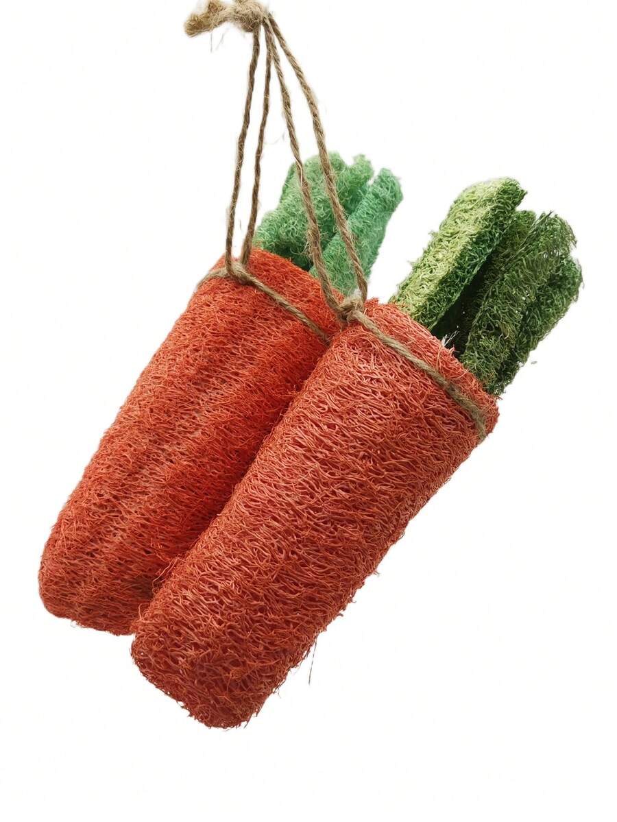 2pcs/Set Natural Loofah Containing Plant Fiber CarrotShaped Teeth