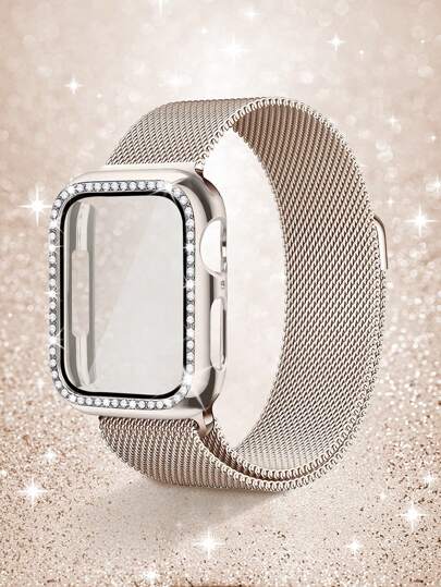 St.siabe ساعة ستانلس ستيل مرصعة بالراين ستون للنساء والرجال من ماركة ميلان قابلة للتعديل، متوافقة مع أحزمة ساعات أبل سيريز 38مم 40مم 41مم 45مم 44مم 42مم 49مم، سوار ناعم ومريح قابل للتنفس، هدية عيد شكر للمعصم مع ملحقات أحزمة ساعات أبل أولترا سيريز S10/9/SE/8/7/6/5/4/3/2/1