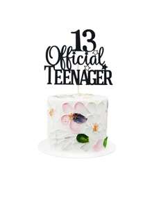 1 件官方青少年蛋糕装饰，欢呼 13 岁生日装饰，快乐 13 岁生日派对装饰黑色闪光，圣诞节