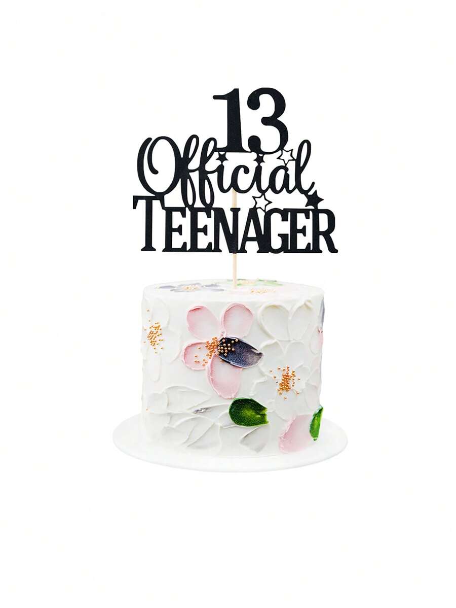 1 件官方青少年蛋糕装饰，欢呼 13 岁生日装饰，快乐 13 岁生日派对装饰黑色闪光，圣诞节