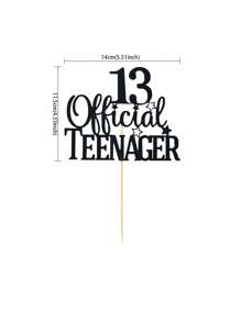 1 件官方青少年蛋糕装饰，欢呼 13 岁生日装饰，快乐 13 岁生日派对装饰黑色闪光，圣诞节