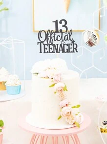 1 件官方青少年蛋糕装饰，欢呼 13 岁生日装饰，快乐 13 岁生日派对装饰黑色闪光，圣诞节
