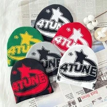 1pc Multicolor Letter Knitted Hat For Autumn And Winter, Fashionable Jacquard Beanie, Versatile Streetwear, Personalized Outdoor Warmth For Both Boys And Girls Fall Outfit - Multicolor - View 1