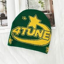 1pc Multicolor Letter Knitted Hat For Autumn And Winter, Fashionable Jacquard Beanie, Versatile Streetwear, Personalized Outdoor Warmth For Both Boys And Girls Fall Outfit - Multicolor - View 15