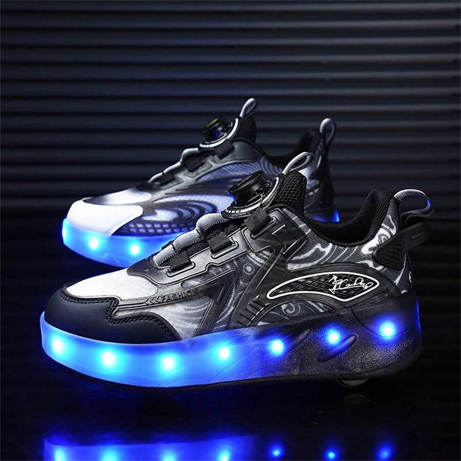 Summer Trendy Led LightUp Sport Shoes With Rotatable Buckles And Four