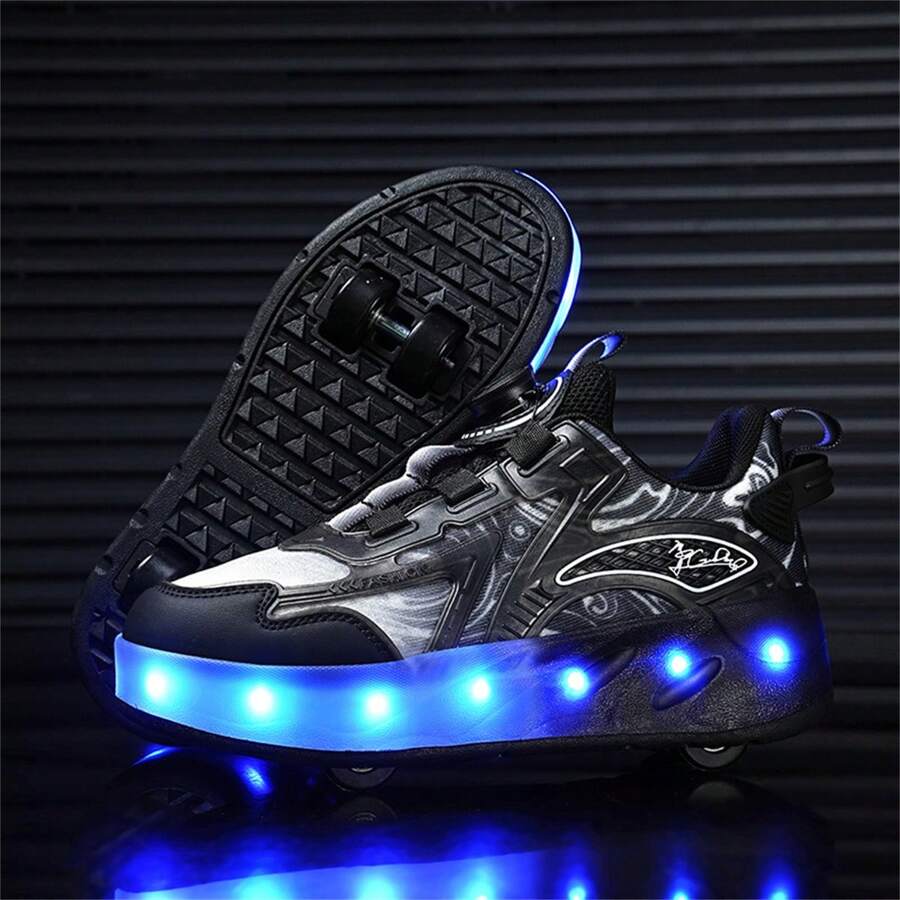 Summer Trendy Led LightUp Sport Shoes With Rotatable Buckles And Four