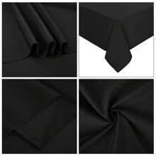 6 Pack Polyester Tablecloth 60 X 102 Inch  Polyester Table Cloth For 6 Foot Rectangle Tables, Stain And Wrinkle Resistant Washable Table Cover For Kitchen Wedding Banquet Restaurant Party Outdoors Camp Out Picnic Multiple Colors,Weddings Graduation Season Outdoor Events Entertain Guests - 黑色 - 查看 6