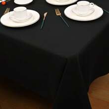 6 Pack Polyester Tablecloth 60 X 102 Inch  Polyester Table Cloth For 6 Foot Rectangle Tables, Stain And Wrinkle Resistant Washable Table Cover For Kitchen Wedding Banquet Restaurant Party Outdoors Camp Out Picnic Multiple Colors,Weddings Graduation Season Outdoor Events Entertain Guests - 黑色 - 查看 5