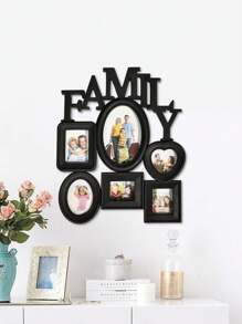 1pc Family Photo Frame Combination Wall Hanging Photo Wall,Living Room Furniture Decoration Photo Frame - Black - View 2
