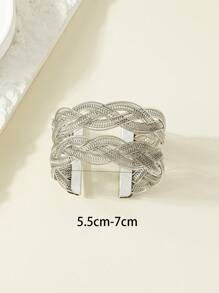 1 Miếng Của phụ nữ Hợp kim Dệt Xoắn Cord Nhẫn Vòng tay - Màu Đen Súng - Xem 6