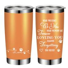 1 PC Personalized Customized 20 Oz Stainless Steel Insulated Water Bottle With Pictures And Custom Photos - Pet Photos Cat Dog Photos Diy Vacuum Insulated Coffee Mug Pet Lover Gifts - Orange - View 2