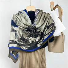 Châu Âu và Châu Mỹ Phong cách Hoa Textured Khăn quàng cổ , Gầy Và Dài In Khăn lụa Đối với Ngoài trời Và Đôi vai Bọc In Mùa Xuân Và Mùa thu - nhiều màu - Xem 14