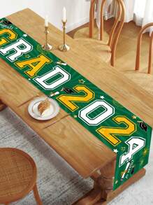 1入組2024畢業主題桌布，慶祝畢業，2024畢業典禮派對用品，派對桌面裝飾。 - 綠色 - 查看 2