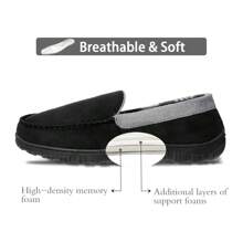 Men's Microsuede Memory Foam Slippers - Cozy Moccasin House Shoes For Ultimate Comfort - Màu xám đen - Xem 4