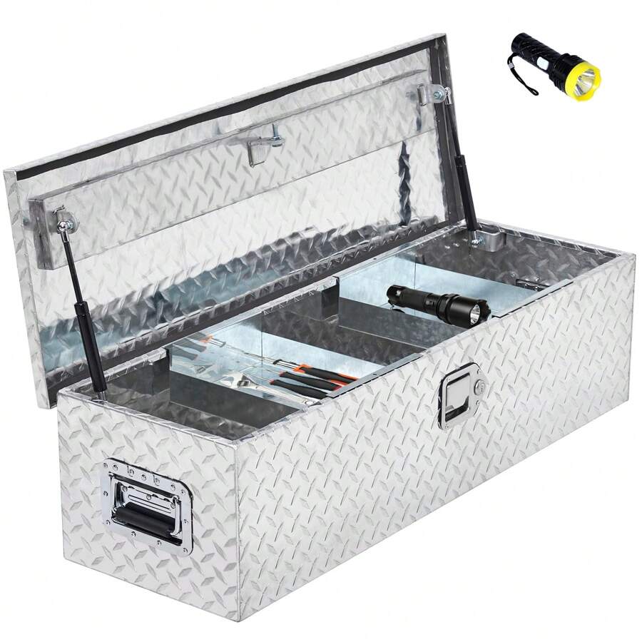 48 Inch Aluminum Truck Tool Box With Sliding Shelf,Diamond Plate