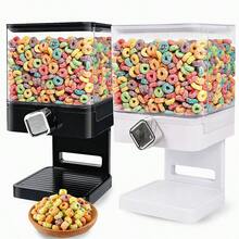 2pcs/Set Square Double Cup Food Storage Container, Suitable For Storing Grains, Oats And Other Food In The Kitchen, Also Can Be Used As Cereal Dispenser. - Black - View 3