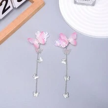 流苏链蝴蝶发夹，带水钻装饰，适合古装、优雅发型，极具吸引力 - A - 查看 8