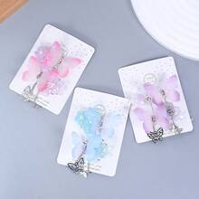 流苏链蝴蝶发夹，带水钻装饰，适合古装、优雅发型，极具吸引力 - A - 查看 10