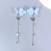 流苏链蝴蝶发夹，带水钻装饰，适合古装、优雅发型，极具吸引力 - A - 查看 9