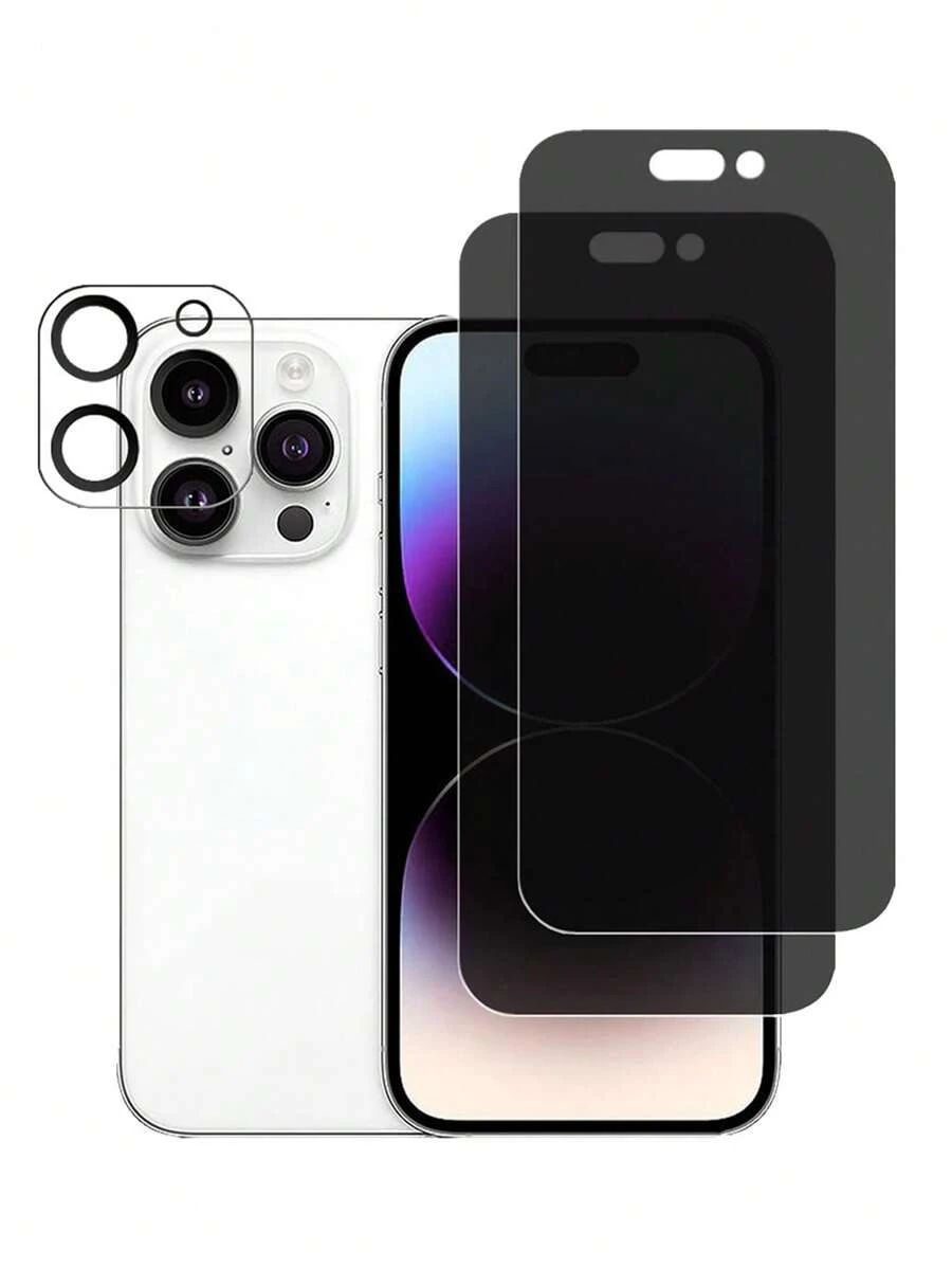 [Gói 2 + 1] Bảo vệ màn hình riêng tư và bảo vệ ống kính máy ảnh bằng kính cường lực chống gián điệp Tương thích với iPhone 15 14 13 12 11 Pro Max, Độ cứng 9h Chống trầy xước, Tương thích với iPhone 15 14 13 12 11 Plus Xs Xs Max Xr - Trong sáng - Xem 1