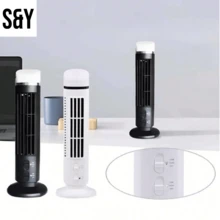 S&Y FAN WITH LED LAMP ON HEAD, Bladeless Vertical Cooling Tower Fan With Light 3W 2 Speeds For Office (White) Hugtrwg - 彩色 - 查看 2