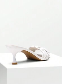 Women 2.4inch Kitten Heel Mule Sandals, Fashion Open Toe Low Heel Slip On Summer Slide - White - View 5