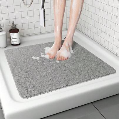 1pc Simple Solid Color Bathroom Anti-Slip Mat For Shower Room Bathroom Toilet Rug With Hollow Circle Design ,Room Decor