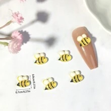 10/20/100 件 10 毫米树脂手绘可爱蜜蜂美甲平底水钻 DIY 剪贴簿贴纸工艺装饰材料美甲配件 - 迷你蜜蜂 - 查看 6