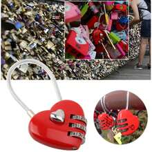Candado en forma de corazón, mini candado de código de 3 dígitos, con cuerda de alambre de corazón de amor, candado de contraseña para equipaje, mochila, joyero, taquilla de pasillo(rojo) - Rojo - Ver 3