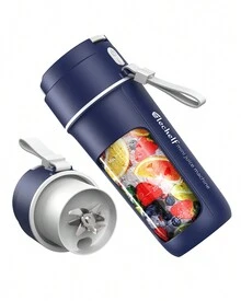 Elechelf Portable Blender For Shakes And Smoothies,Travel Blender USB Rechargeable,Cordless On The Go Blender,Personal Blender,Mini Blender,Small Blender ,Fast Fresh Juice Blender, Matte Black 12 Oz 10 Blades - 高貴藍-10刀片-無旅行蓋 - 查看 1