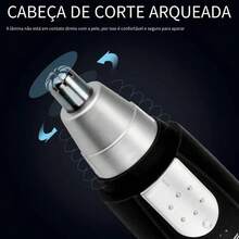 Aparador Removedor de Pelos Elétrico/Portátil para Nariz/Orelha/Rosto / Depilador Facial - Preto e Branco - Visão 3