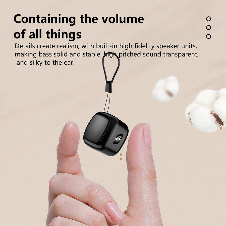 Portable Mini Earphones, 5.3, Fingerprint Touch, Cute Design - Black - View 1
