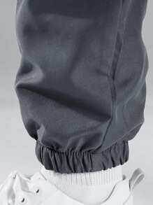 Stylish Casual Drawstring Waist Cargo Pants For Tween Boys, Back To School - Grey - View 2