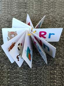 Juguete De Tarjetas De Letras Alfabéticas Limpias, Regalos De Letras Mayúsculas Y Minúsculas Para Niños Preescolares, Patrones De Animales Y Frutas De Dibujos Animados Para Deletrear - Multicolor - Ver 7