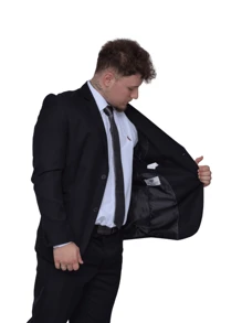 Italian Executive Slim Suit Microfiber Luxury Blend - Black - View 2