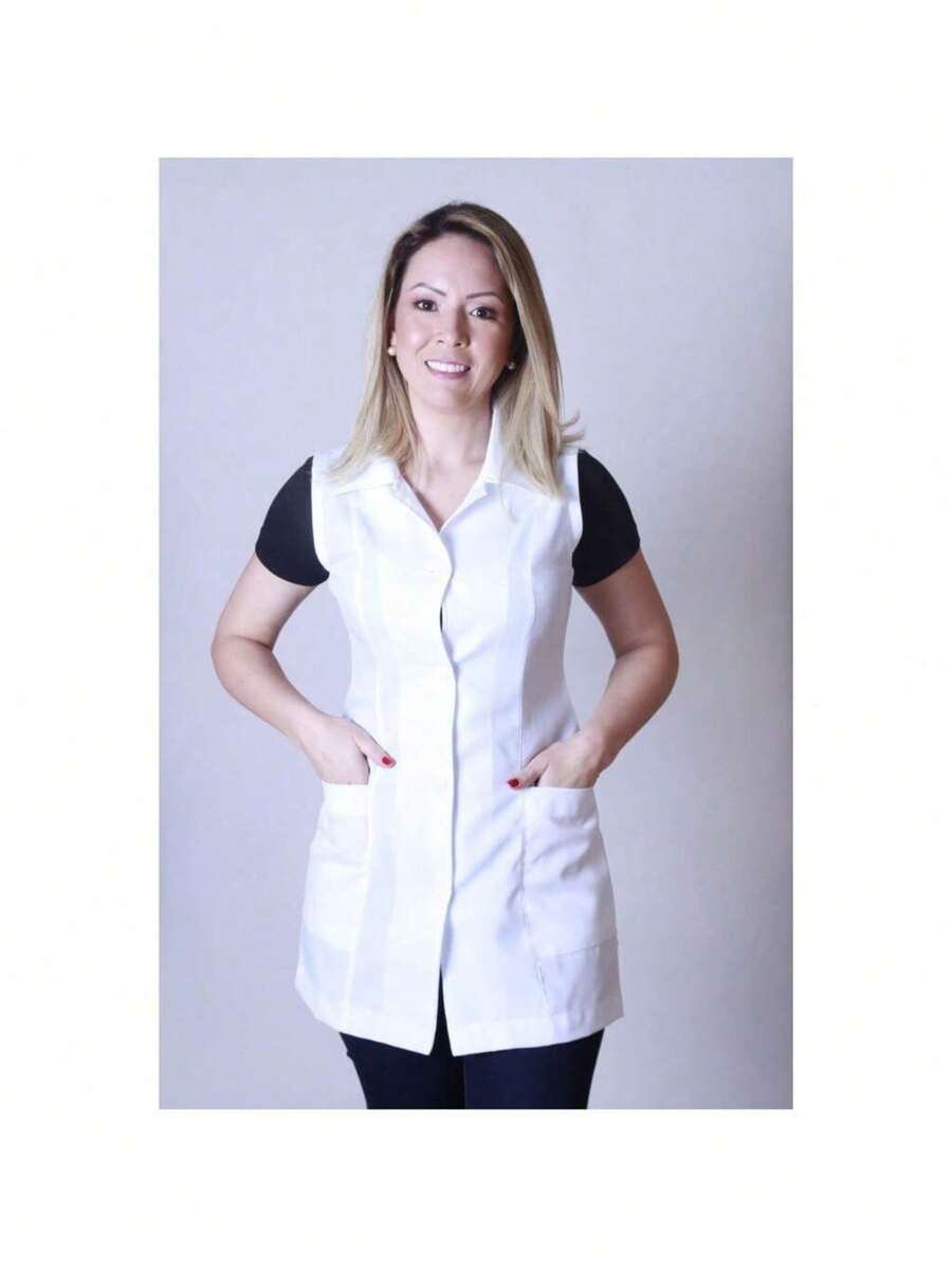 Jaleco Feminino Regata Sem Manga em tecido Oxford